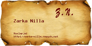 Zarka Nilla névjegykártya